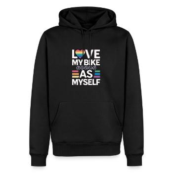 Ich liebe mein Fahrrad wie mich selbst - Männer Premium Bio Hoodie - Schwarz - Vorne - Nico (187cm)