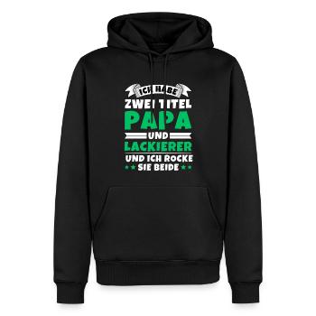 Ich habe 2 Titel Papa und Lackierer - Männer Premium Bio Hoodie - Schwarz - Vorne - Nico (187cm)