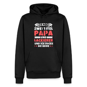 Ich habe 2 Titel Papa und Lackierer - Männer Premium Bio Hoodie - Schwarz - Vorne - Nico (187cm)