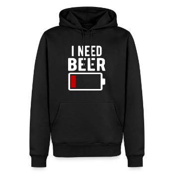 Ich brauche Bier Witzig Lustig Batterieentladung - Männer Premium Bio Hoodie - Schwarz - Vorne - Nico (187cm)