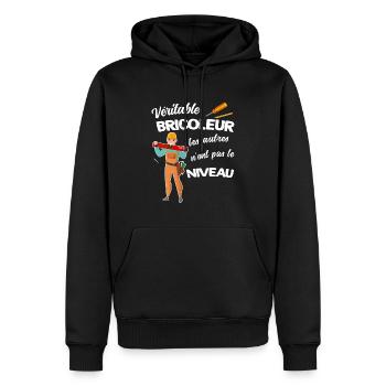 Bricoleur homme humour pour papa ou tonton - Sweat à capuche Premium bio Homme - noir - Devant - Nico (187cm)