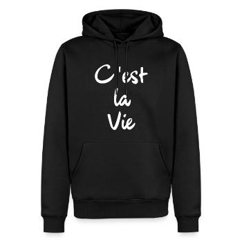 C'est la vie - Sweat à capuche Premium bio Homme - noir - Devant - Nico (187cm)