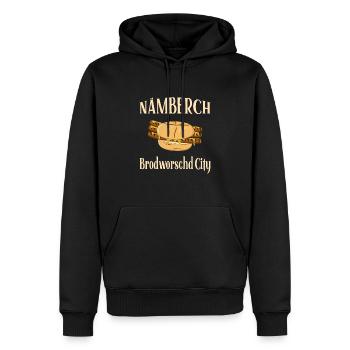 Nämberch Brodworschd City Nürnberg - Männer Premium Bio Hoodie - Schwarz - Vorne - Nico (187cm)