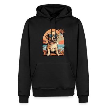 Retro Hund im Sonnenuntergang - Männer Premium Bio Hoodie - Schwarz - Vorne - Nico (187cm)