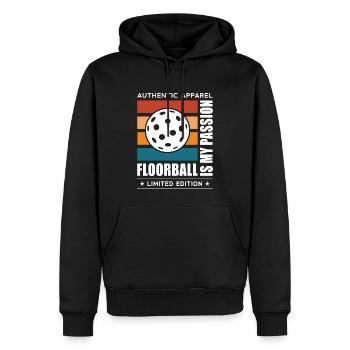 Floorball - Männer Premium Bio Hoodie - Schwarz - Vorne - Nico (187cm)