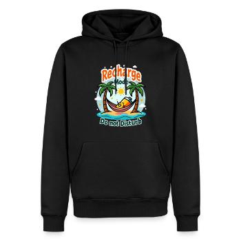 Fun "Recharge Mode - Do Not Disturb" theme - Men’s Premium Organic Hoodie - black - Front - Nico (187cm)