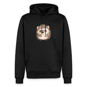 Niedliche Igel-Illustration im Aquarellstil - Männer Premium Bio Hoodie - Schwarz - Vorne - Nico (187cm)