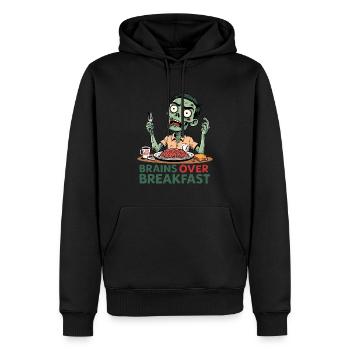 Brains Over Breakfast – Zombie Design - Men’s Premium Organic Hoodie - black - Front - Nico (187cm)