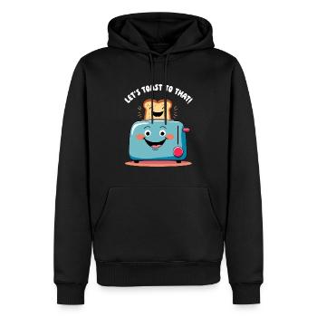 Lustiger Toaster mit fröhlichem Toast - Männer Premium Bio Hoodie - Schwarz - Vorne - Nico (187cm)