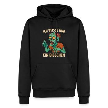 Lustiger Zombie mit Spruch - Männer Premium Bio Hoodie - Schwarz - Vorne - Nico (187cm)