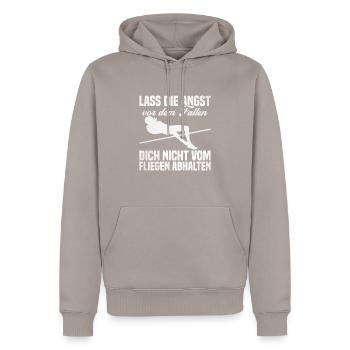 High Jump - Leave the Fear of Falling - Men’s Premium Organic Hoodie - taupe - Front - Nico (187cm)