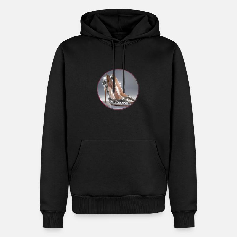 highheels,pailletten,silber,schuhe,glitzer,glamour - Männer Premium Bio Hoodie - Schwarz