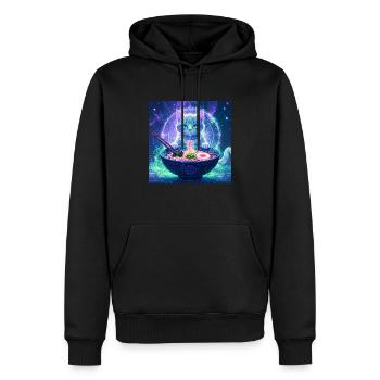Katze ,Japan ,Kawaii,anime,ramen,Nacht - Männer Premium Bio Hoodie - Schwarz - Vorne - Nico (187cm)