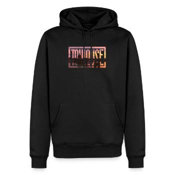 Toulouse, Typographie. - Sweat à capuche Premium bio Homme - noir - Devant - Nico (187cm)