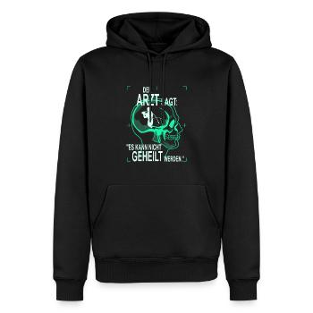 Der Arzt sagt... Hornussen - Männer Premium Bio Hoodie - Schwarz - Vorne - Nico (187cm)