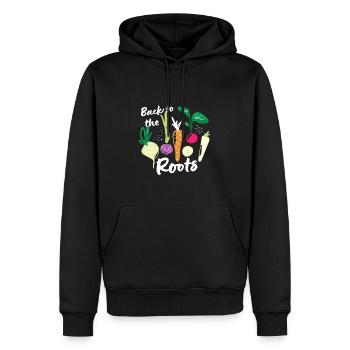Back to the Roots Variation of Vegetables Vegetarian - Men’s Premium Organic Hoodie - black - Front - Nico (187cm)