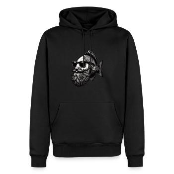 Cool Hipster Poisson Homme Carpe Moustache Chapeau - Sweat à capuche Premium bio Homme - noir - Devant - Nico (187cm)