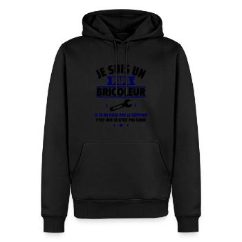 Je suis un papa bricoleur, Cadeau fête des pères - Sweat à capuche Premium bio Homme - noir - Devant - Nico (187cm)