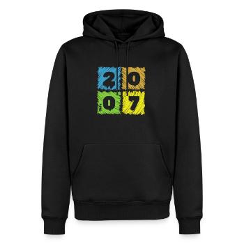 18. Geburtstag Farbige Patches since 07/2007 - Männer Premium Bio Hoodie - Schwarz - Vorne - Nico (187cm)