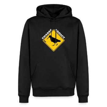 OBV - Chasse Addict Bécasse au sol - Sweat à capuche Premium bio Homme - noir - Devant - Nico (187cm)