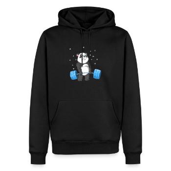 Panda Gewichtheben - Männer Premium Bio Hoodie - Schwarz - Vorne - Nico (187cm)