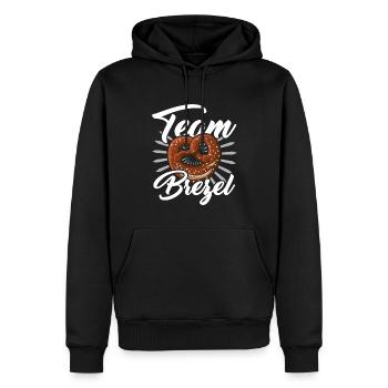 Team Brezel Spruch - Männer Premium Bio Hoodie - Schwarz - Vorne - Nico (187cm)
