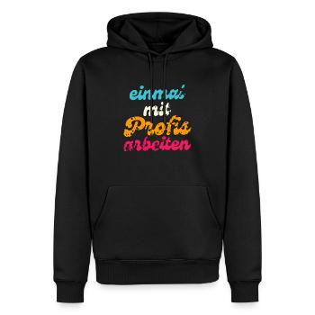 Einmal mit Profis arbeiten - Männer Premium Bio Hoodie - Schwarz - Vorne - Nico (187cm)