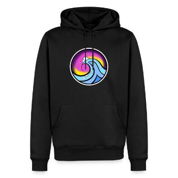 Wave Logo - Sweat à capuche Premium bio Homme - noir - Devant - Nico (187cm)