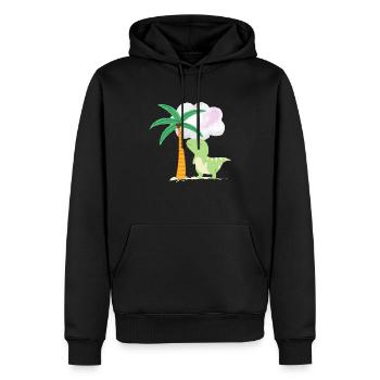 Süßer Dino unter Palme 💗 Design für die Familie - Männer Premium Bio Hoodie - Schwarz - Vorne - Nico (187cm)
