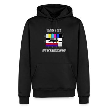Streaming in den 80ern - hörst du den Piepton? - Männer Premium Bio Hoodie - Schwarz - Vorne - Nico (187cm)