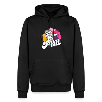 PHIL - Schöner Jungen Name mit Coolem Einhorn - Männer Premium Bio Hoodie - Schwarz - Vorne - Nico (187cm)