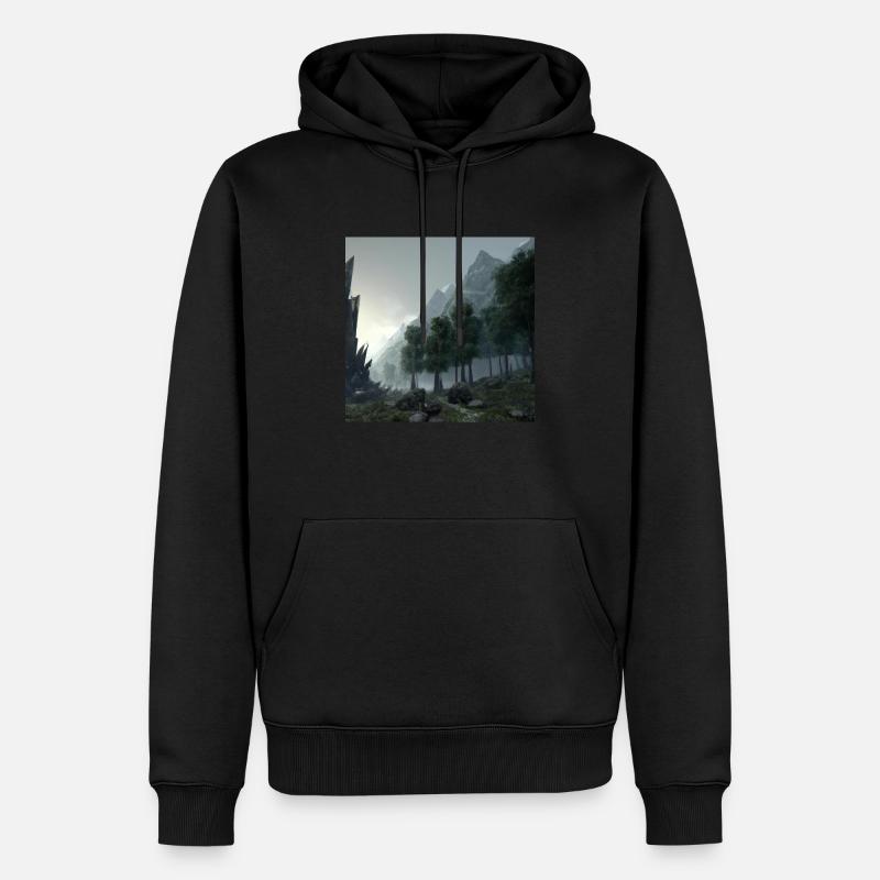 Beau paysage dans le brouillard - Sweat à capuche Premium bio Homme - noir