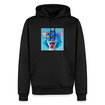 KI generiertes blaues Katzen Mädchen design - Männer Premium Bio Hoodie - Schwarz - Vorne - Nico (187cm)