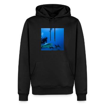 Plongeurs avec des requins - Sweat à capuche Premium bio Homme - noir - Devant - Nico (187cm)