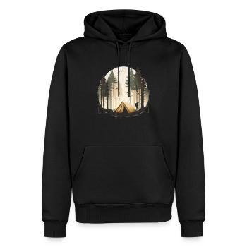 Tente en forêt pour campeurs et routards - Sweat à capuche Premium bio Homme - noir - Devant - Nico (187cm)