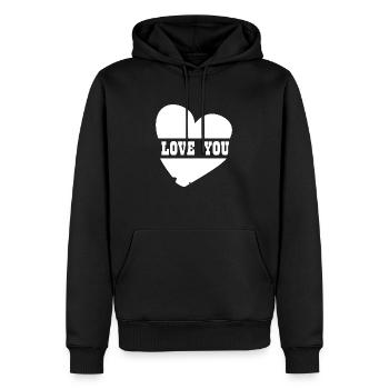 LOVE YOU - Männer Premium Bio Hoodie - Schwarz - Vorne - Nico (187cm)