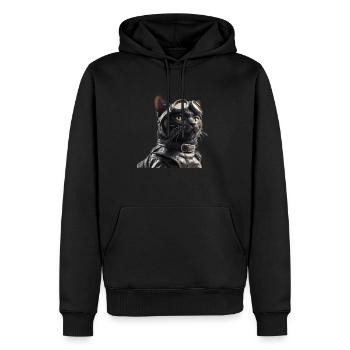 Katze Retro Pilot - Männer Premium Bio Hoodie - Schwarz - Vorne - Nico (187cm)