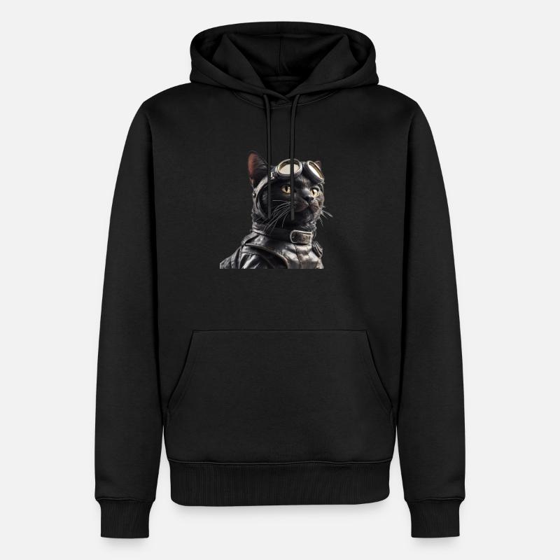 Cat Retro Pilot - Sweat à capuche Premium bio Homme - noir