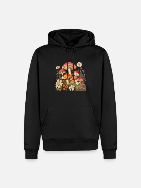 Pilze und Blumen - Männer Premium Bio Hoodie - Schwarz
