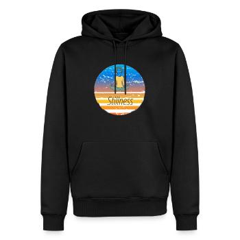 Umarmen Sie die Stille: Finden Sie Gelassenheit mit Stil - Männer Premium Bio Hoodie - Schwarz - Vorne - Nico (187cm)