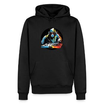 Dj monkey - Men’s Premium Organic Hoodie - black - Front - Nico (187cm)