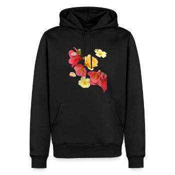 Fleurs,Fleur,Printemps,Fleurs,Tulipes,Roses - Sweat à capuche Premium bio Homme - noir - Devant - Nico (187cm)