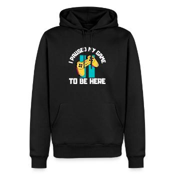 Ich unterbrach mein Spiel, um hier zu sein - Männer Premium Bio Hoodie - Schwarz - Vorne - Nico (187cm)