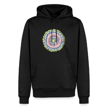 Mandala Points colorés - Sweat à capuche Premium bio Homme - noir - Devant - Nico (187cm)