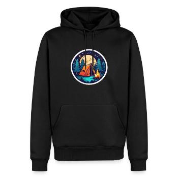 Camping, Zelt und Lagerfeuer - Männer Premium Bio Hoodie - Schwarz - Vorne - Nico (187cm)