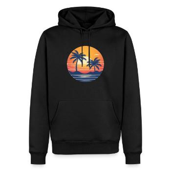 Miami sunset - Men’s Premium Organic Hoodie - black - Front - Nico (187cm)