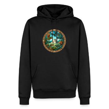 Die Legende von Tikal - Männer Premium Bio Hoodie - Schwarz - Vorne - Nico (187cm)