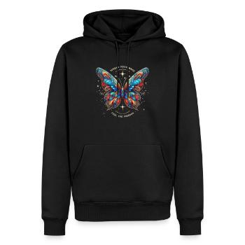 Freedom Wings Butterfly - Männer Premium Bio Hoodie - Schwarz - Vorne - Nico (187cm)