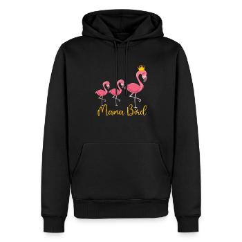 Mama Bird - Cadeau d’amant de flamants roses mignons - Sweat à capuche Premium bio Homme - noir - Devant - Nico (187cm)