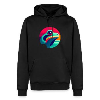 Illustration de grenouille arboricole abstraite - Sweat à capuche Premium bio Homme - noir - Devant - Nico (187cm)
